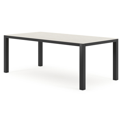 Como tuintafel in zwart aluminium en volkeramiek shilin - L 200 x B 100 x H 75 cm