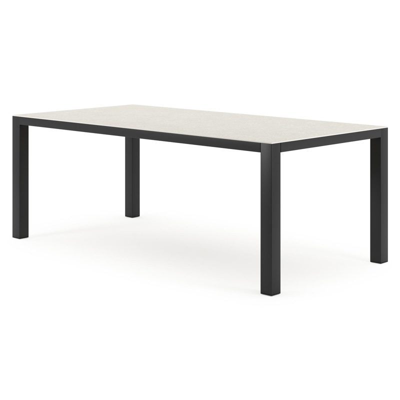 Como tuintafel in zwart aluminium en volkeramiek shilin - L 200 x B 100 x H 75 cm