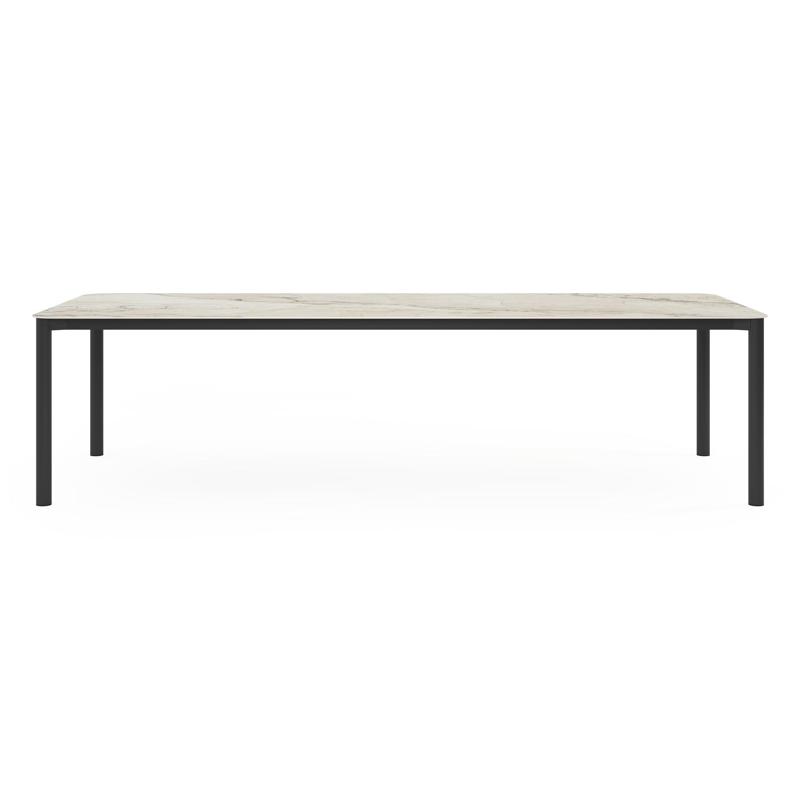 Lugano tuintafel rechthoekig afgerond in zwart aluminium en volkeramiek colorado dunes - L 290 x B 110 x H 74 cm