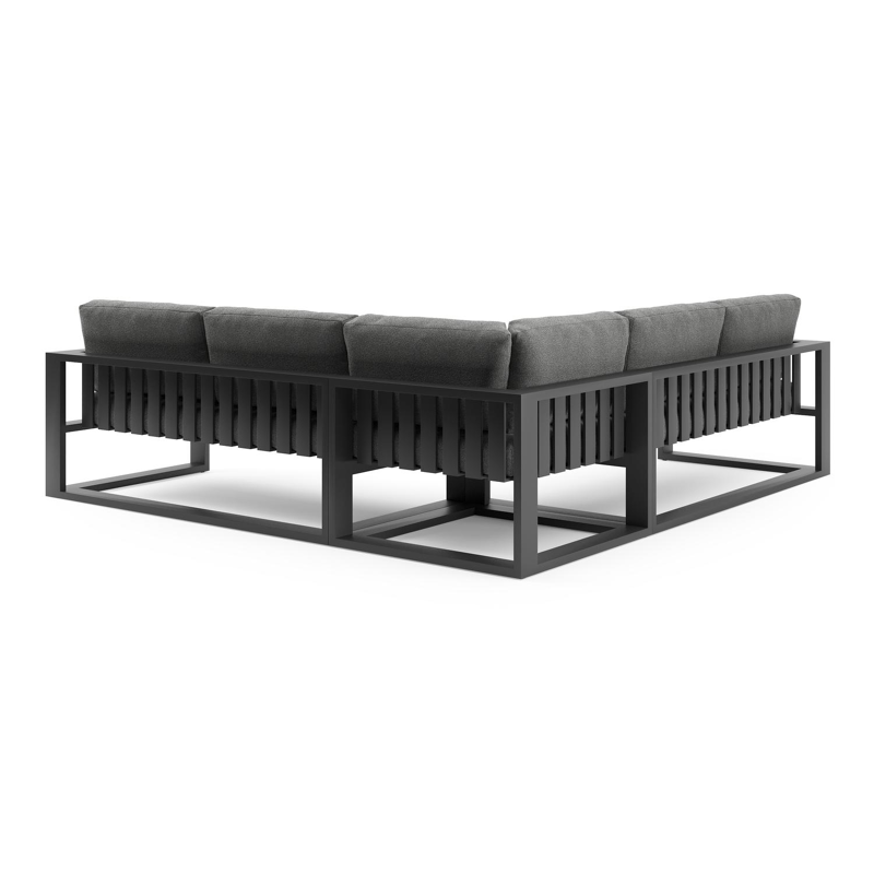 Verato loungehoek in zwart aluminium met catania black all weather cosytica kussen
