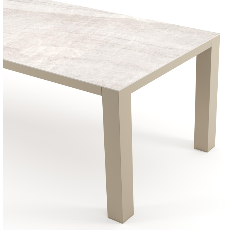 Nano tuintafel rechthoekig in beige aluminium en volkeramiek Taj Mahal - L 240 x B 100 x H 75 cm