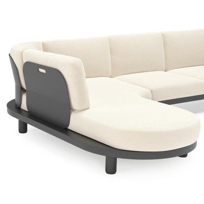 Donato loungehoek in zwart aluminium met all weather cosytica Althea Off White kussen