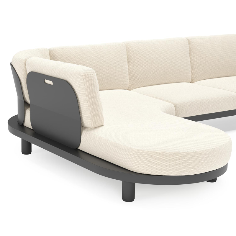 Donato loungehoek in zwart aluminium met all weather cosytica Althea Off White kussen