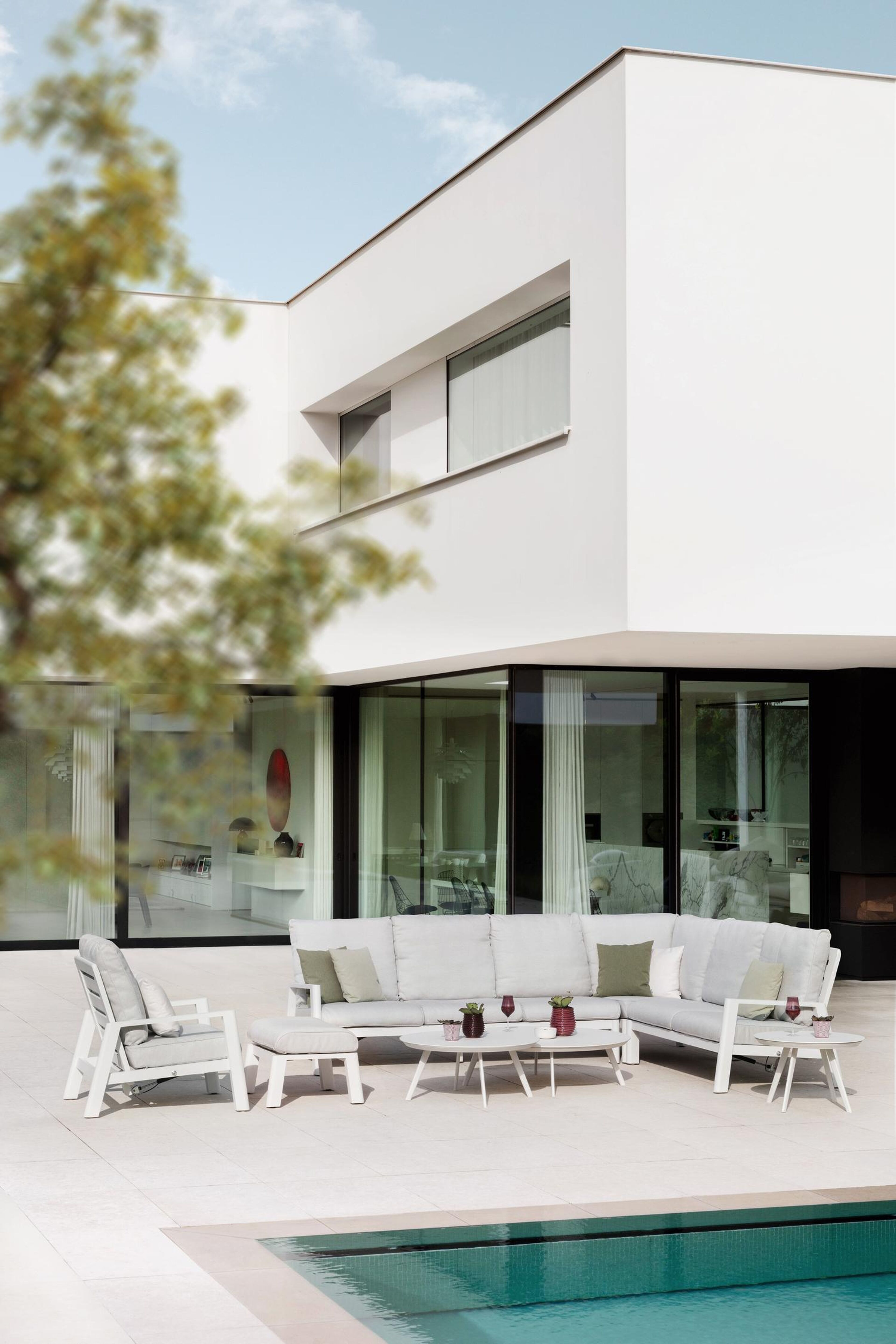 Cirello lounge 1-zit in wit aluminium