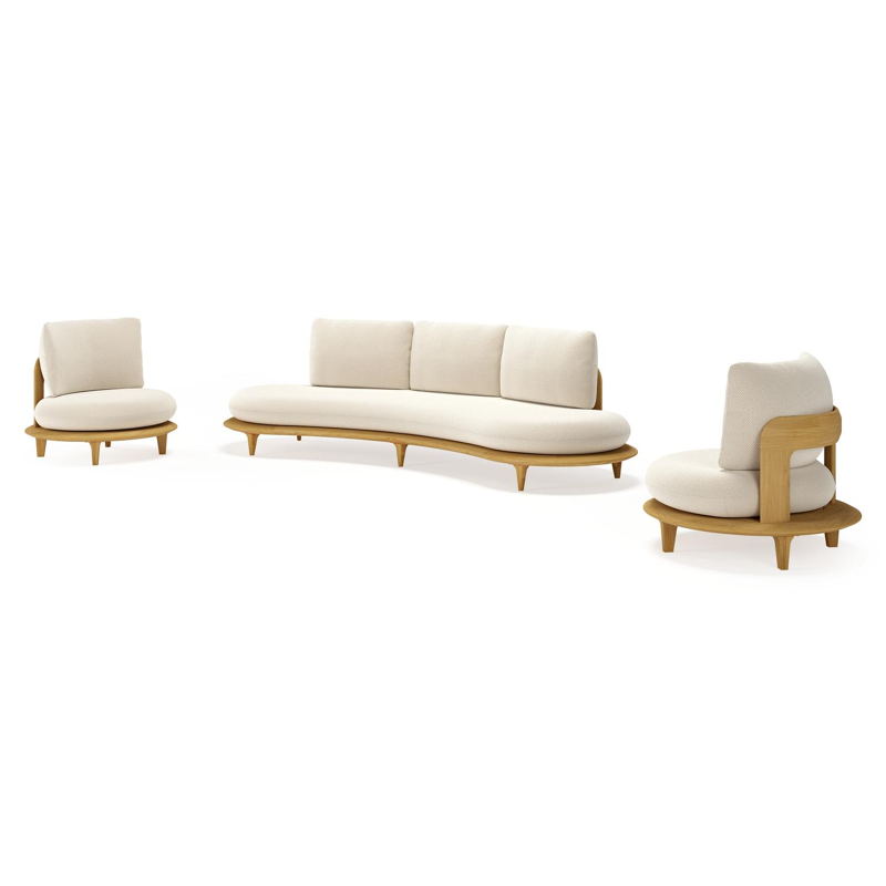 Bomero loungeset in teak met althea off white all weather cosytica kussen