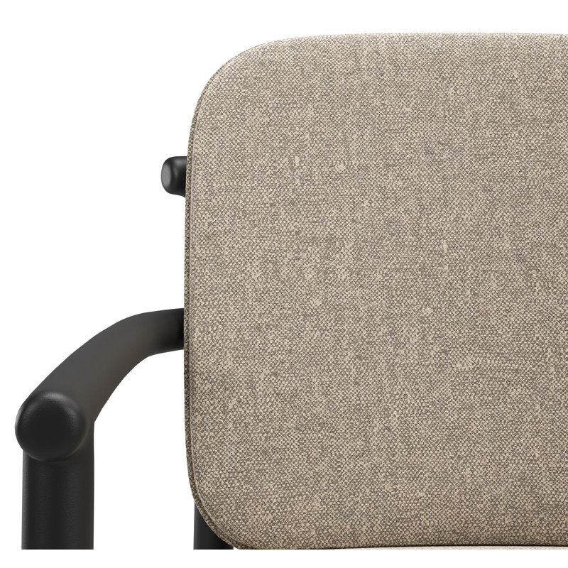 Bono stapelbare tuinstoel in zwart aluminium met stoelkussen in All Weather Sunbrella® Luxe Chartres Pewter