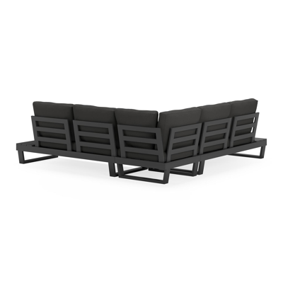 Modica loungehoek in zwart aluminium met natte sooty all weather sunbrella® premium kussens