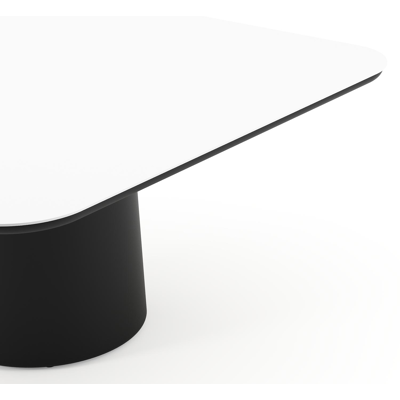 Amico tuintafel afgerond vierkant in zwart aluminium en volkeramiek Arctic White - L 148 x B 148 x H 73.5 cm