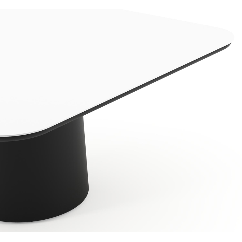 Amico tuintafel afgerond vierkant in zwart aluminium en volkeramiek Arctic White - L 148 x B 148 x H 73.5 cm