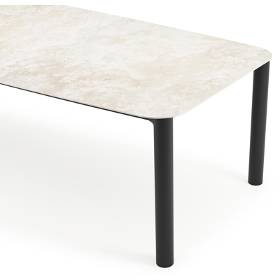 Orso tuintafel bootvorm in zwart aluminium en volkeramiek Rapolano L 315 x B 115 cm