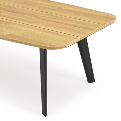 Lacrima tuintafel bootvorm in zwart aluminium en teak - L 255 x B 115 x H 73 cm