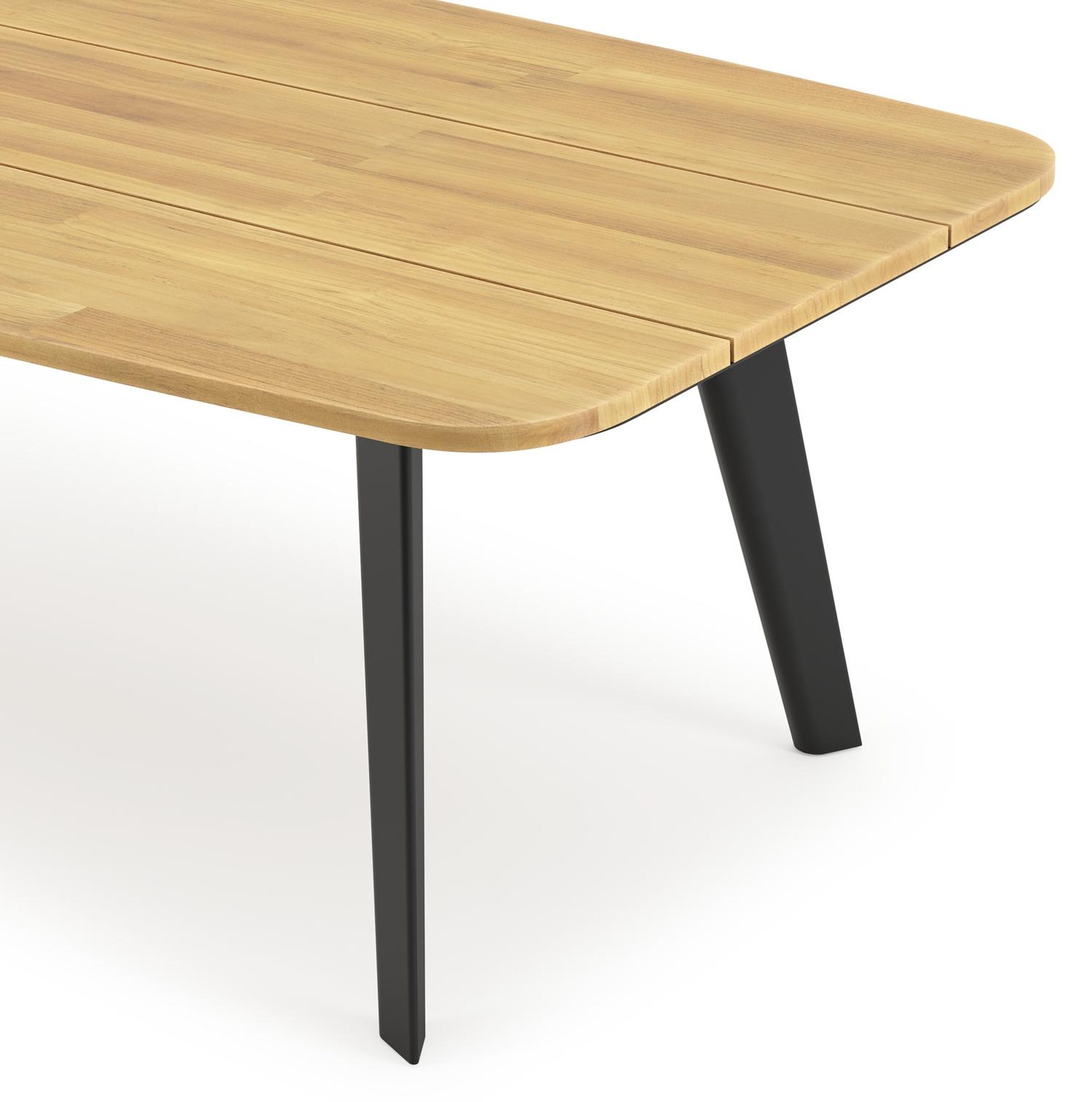 Lacrima tuintafel bootvorm in zwart aluminium en teak - L 255 x B 115 x H 73 cm