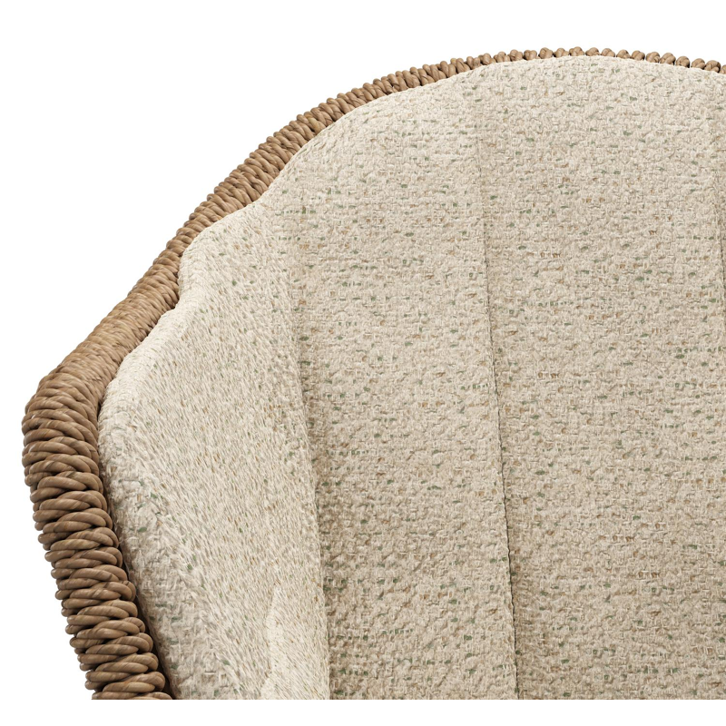 Pagino tuinstoel in wit aluminium en bruin ronde wicker met zitkussen in All Weather Cosytica Bora Forest