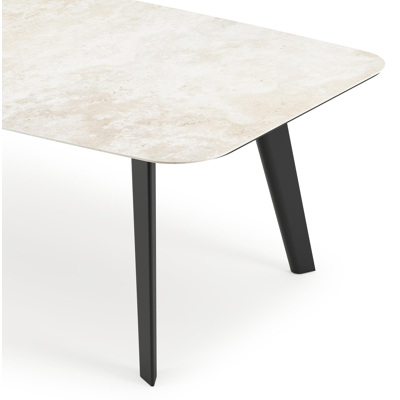 Lacirma tuintafel bootvorm in zwart aluminium en volkeramiek Rapolano L 255 x B 115 cm