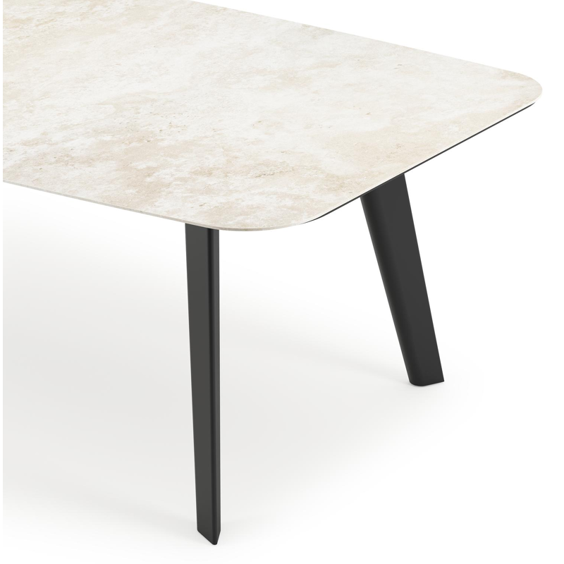 Lacirma tuintafel bootvorm in zwart aluminium en volkeramiek Rapolano L 255 x B 115 cm