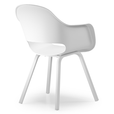 Ensemble de jardin Trente en aluminium blanc avec plateau de table en céramique pleine gris et 8 chaises de jardin Artena