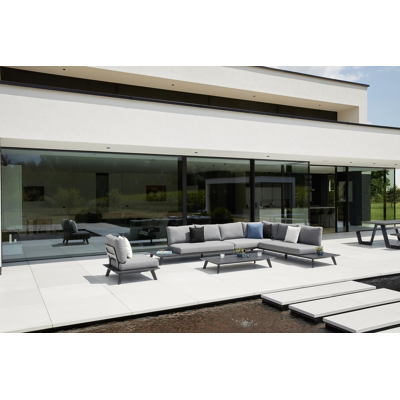 Puglia loungehoek in zwart aluminium met grijs weather+ softtouch kussens