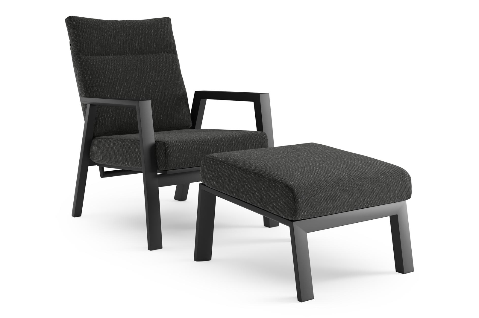 Avila loungestoel in zwart aluminium met sky black weather+ softtouch kussen