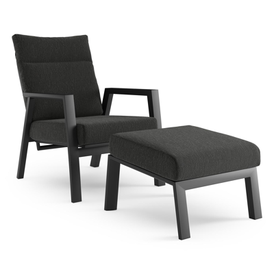 Avila loungestoel in zwart aluminium met sky black weather+ softtouch kussen