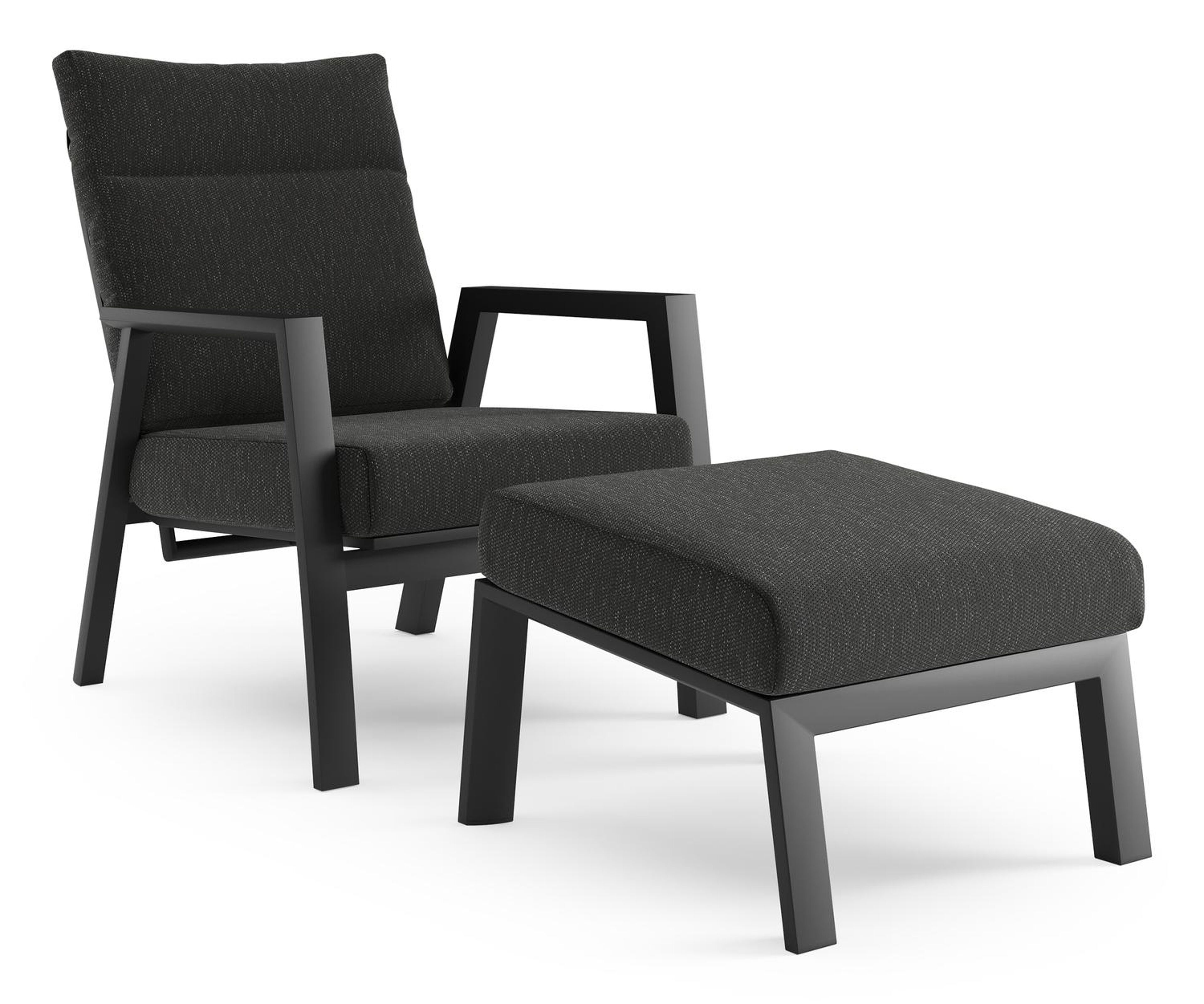 Avila loungestoel in zwart aluminium met sky black weather+ softtouch kussen