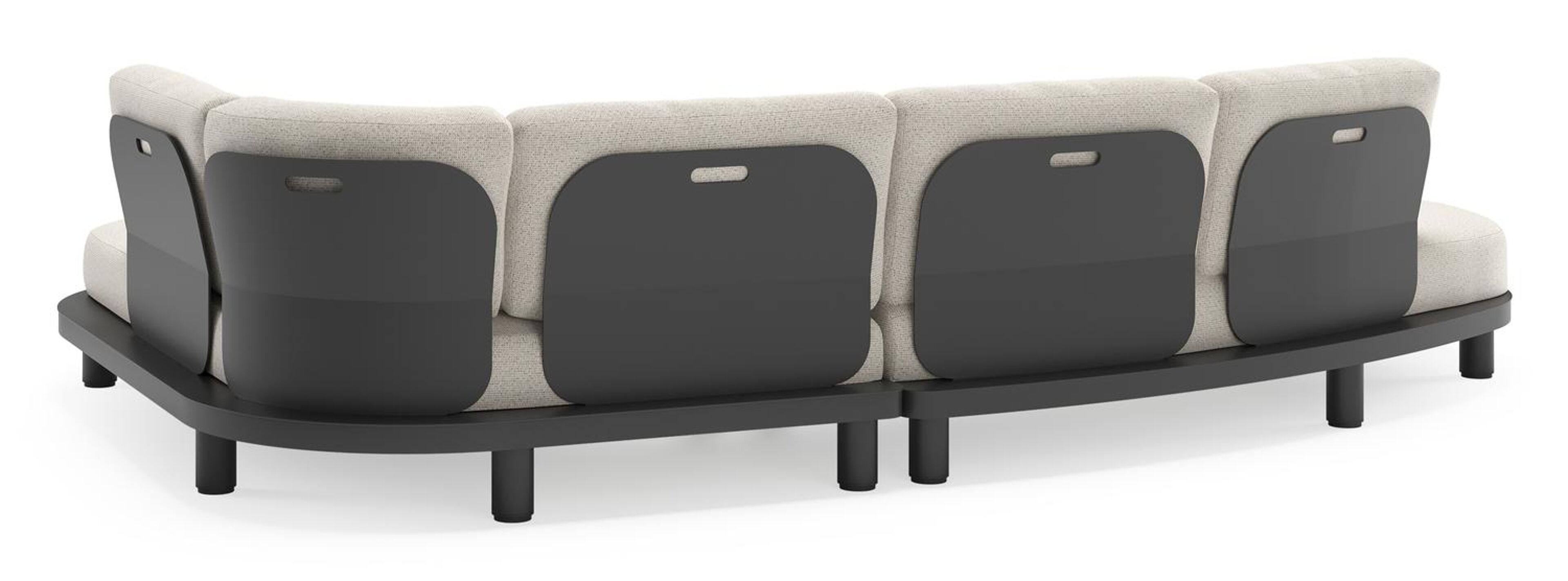 Donato loungehoek in zwart aluminium met all weather solica Firenze Natural kussen