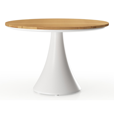 Fano loungetafel in wit aluminium en teak  - Dia. 85 x H 55 cm