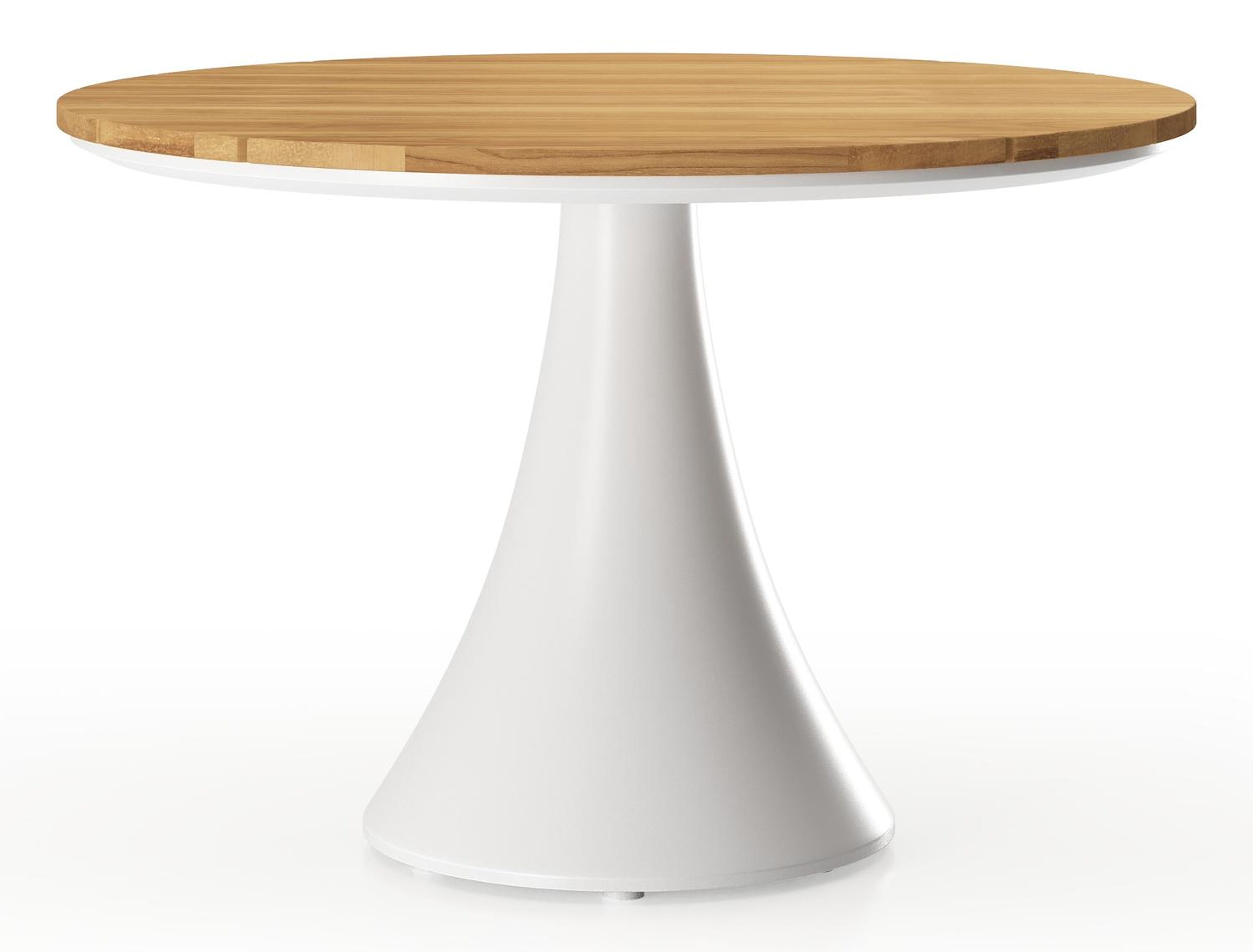 Fano low dining loungetafel in wit aluminium en teak  - Dia. 85 x - Dia. 85 x H 75 cm