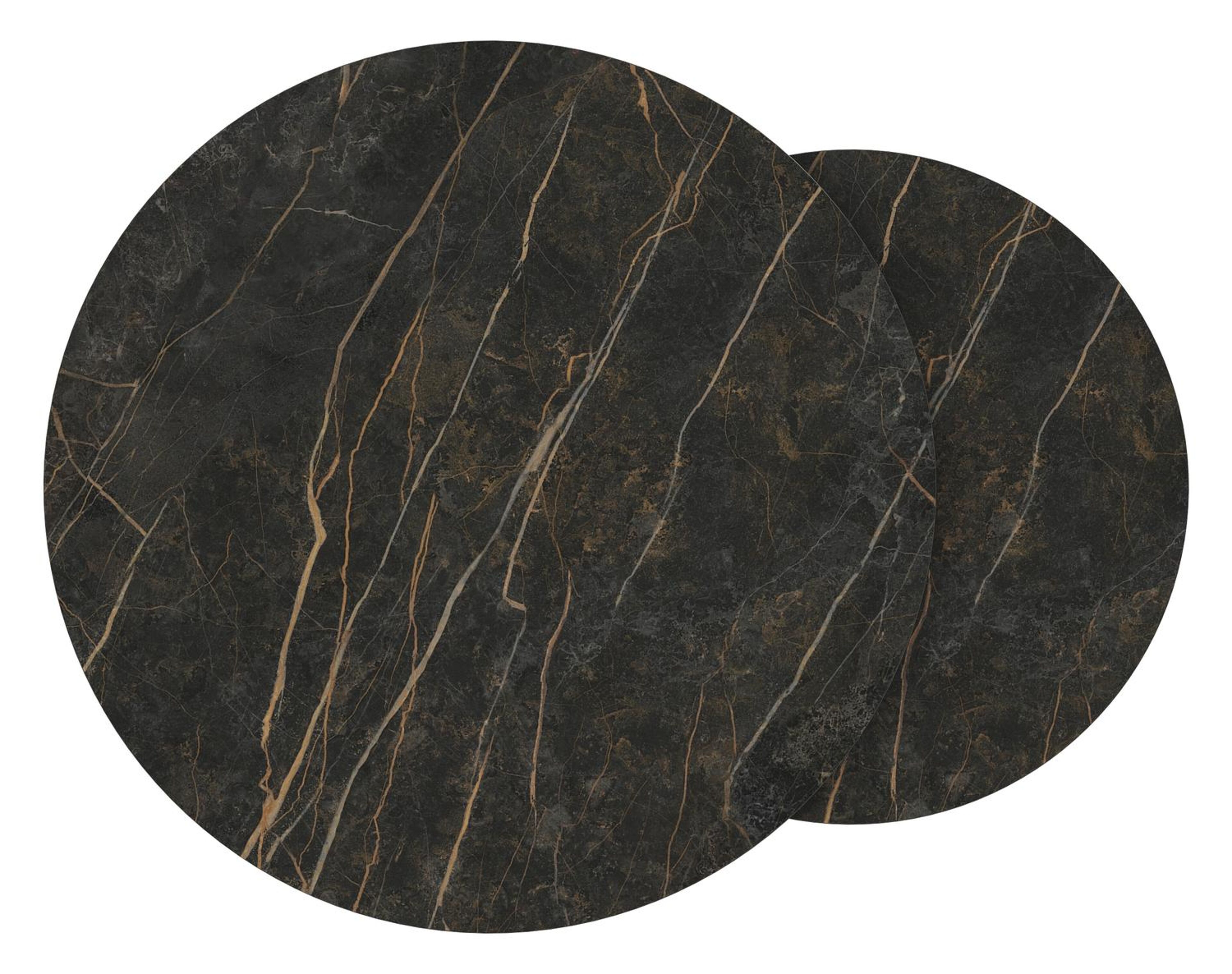 Tables basse Fano en aluminium noir et céramique pleine black obsession - Dia. 85/65 X H 35/30 cm