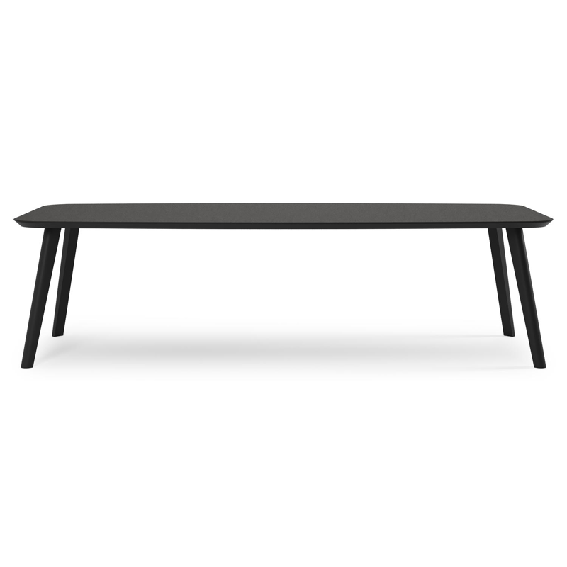 Ensemble de jardin Mosa en aluminium noir et sintered stone notte minerale avec 8 chaises de jardin empilable Berga