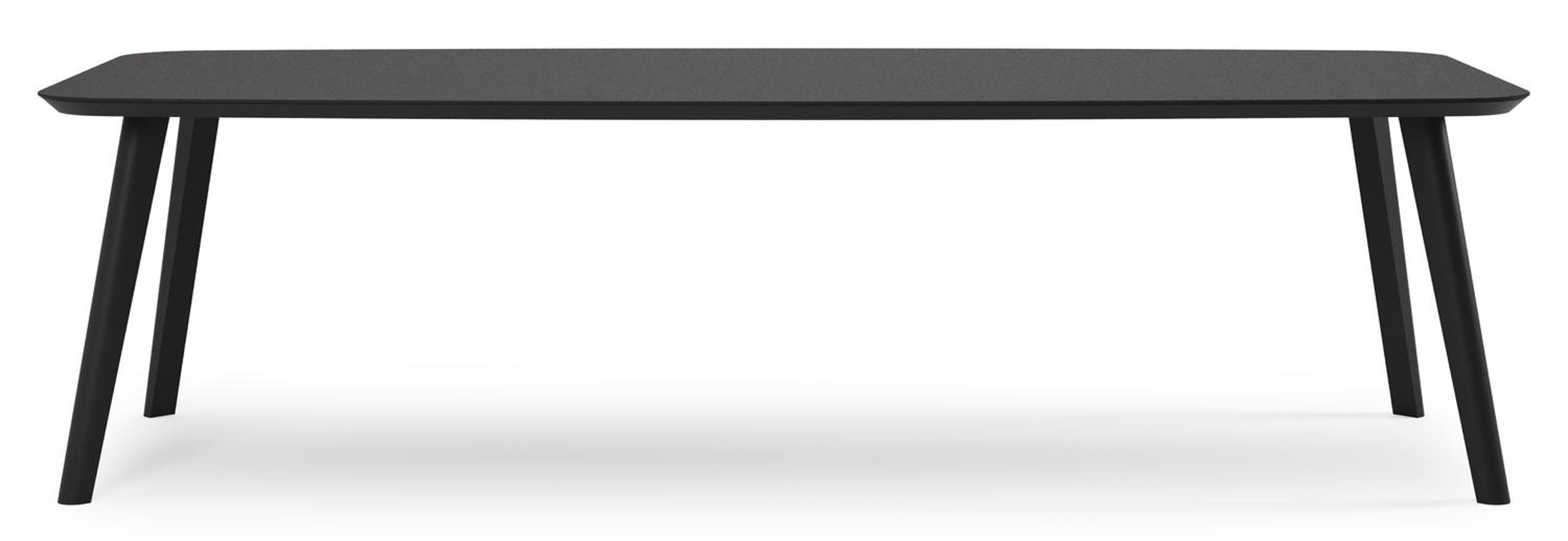 Ensemble de jardin Mosa en aluminium noir et sintered stone notte minerale avec 8 chaises de jardin empilable Berga