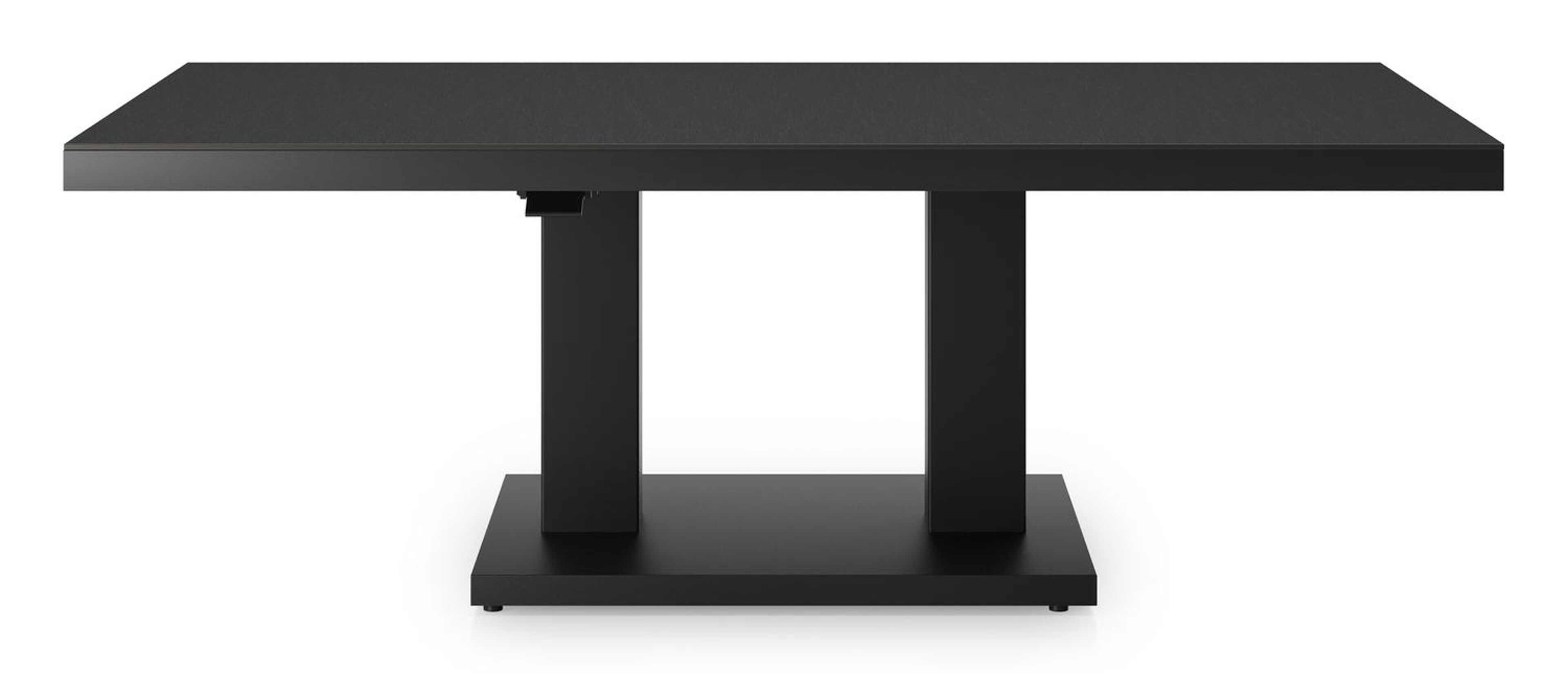 Cirello Pop up loungetafel in zwart aluminium en nero black volkeramiek - L 140 x B 80 x H 72 cm