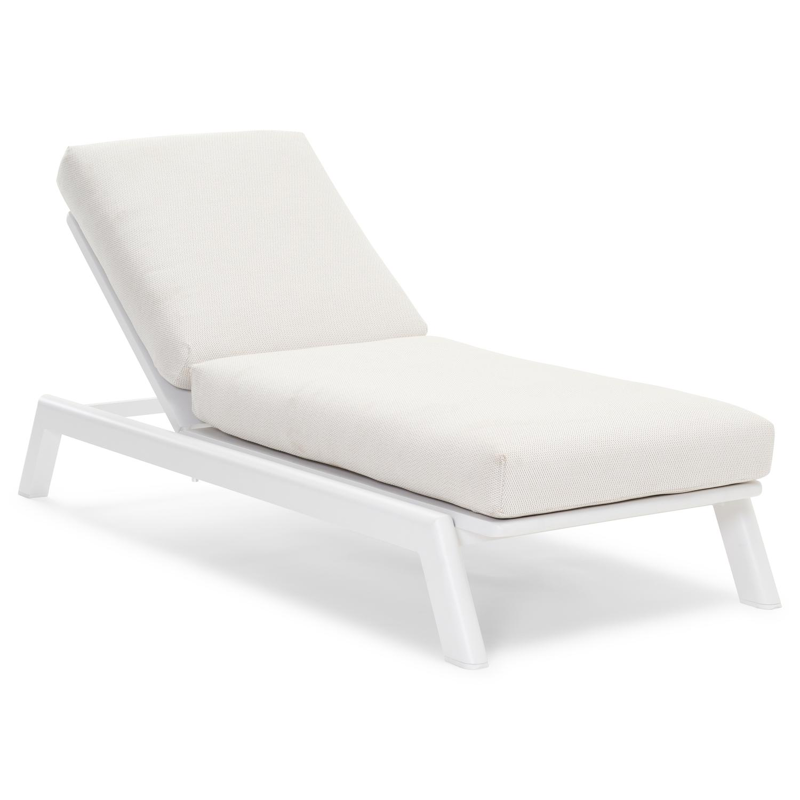 Cirello verstelbaar ligbed met pompsysteem in wit aluminium met lopi marble all weather sunbrella® luxe kussen