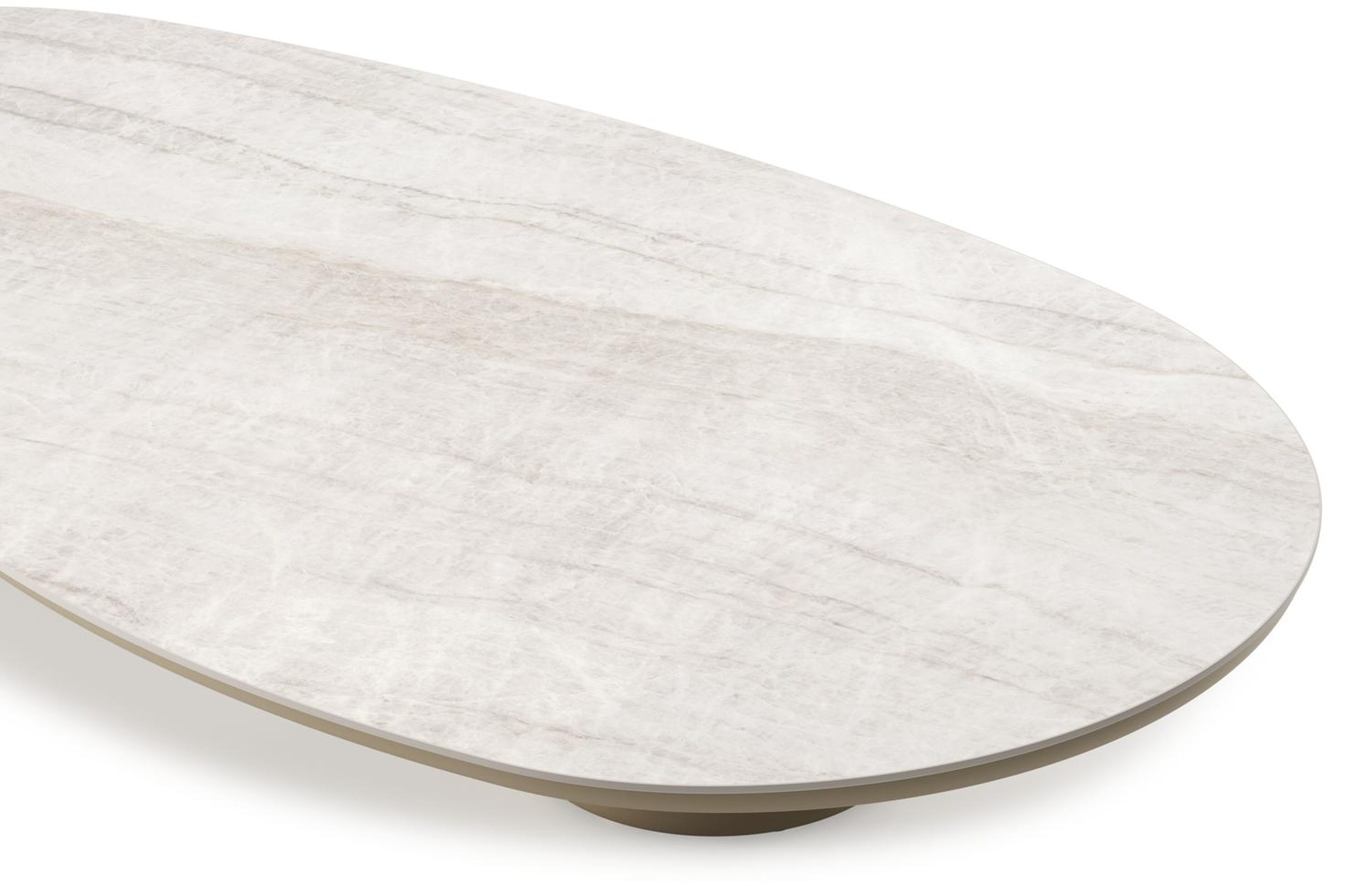 Table de basse Amico organique en aluminium beige et céramique pleine Taj Mahal - Lg. 170 x Lrg. 91 x Haut. 25 cm