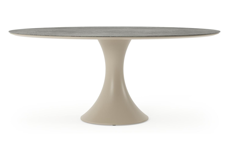 Fano tuintafel ovaal in beige aluminium en volkeramiek Aspen Grey - L 180 x B 110 x H 75 cm
