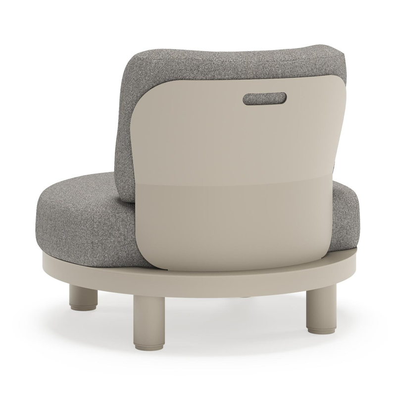 Donato loungestoel in beige aluminium met all weather sunbrella® luxe Tundra Charcoal kussen