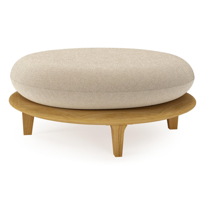 Bomero poef in teak met althea chalk all weather cosytica kussen