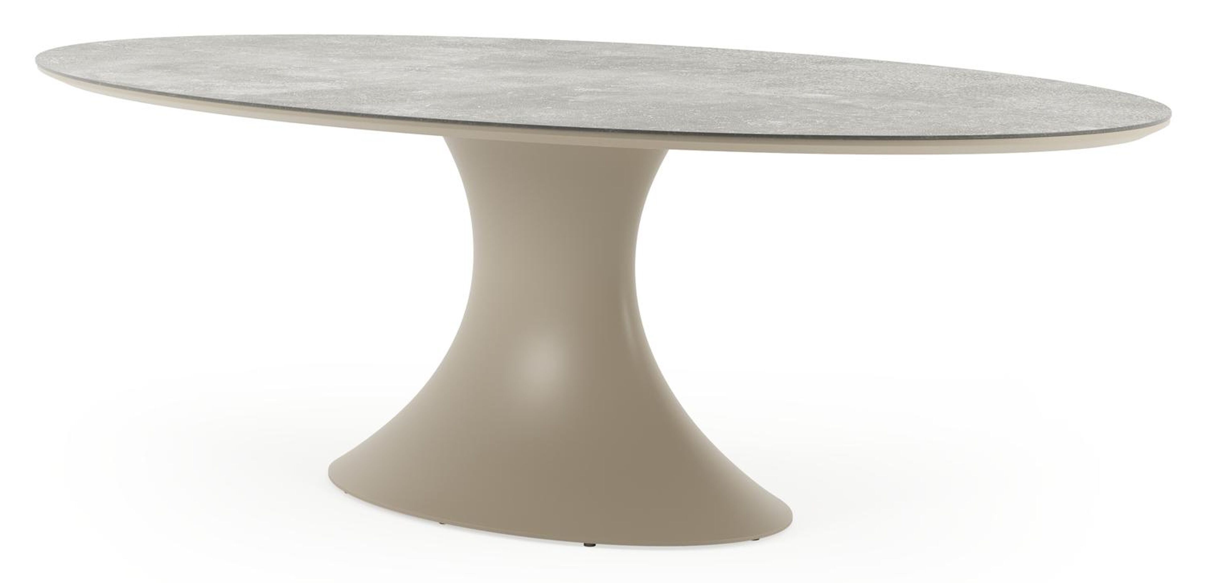 Table de jardin Fano ovale en aluminium beige et céramique pleine New York - Lg. 240 x Lrg. 135 x Haut. 75 cm