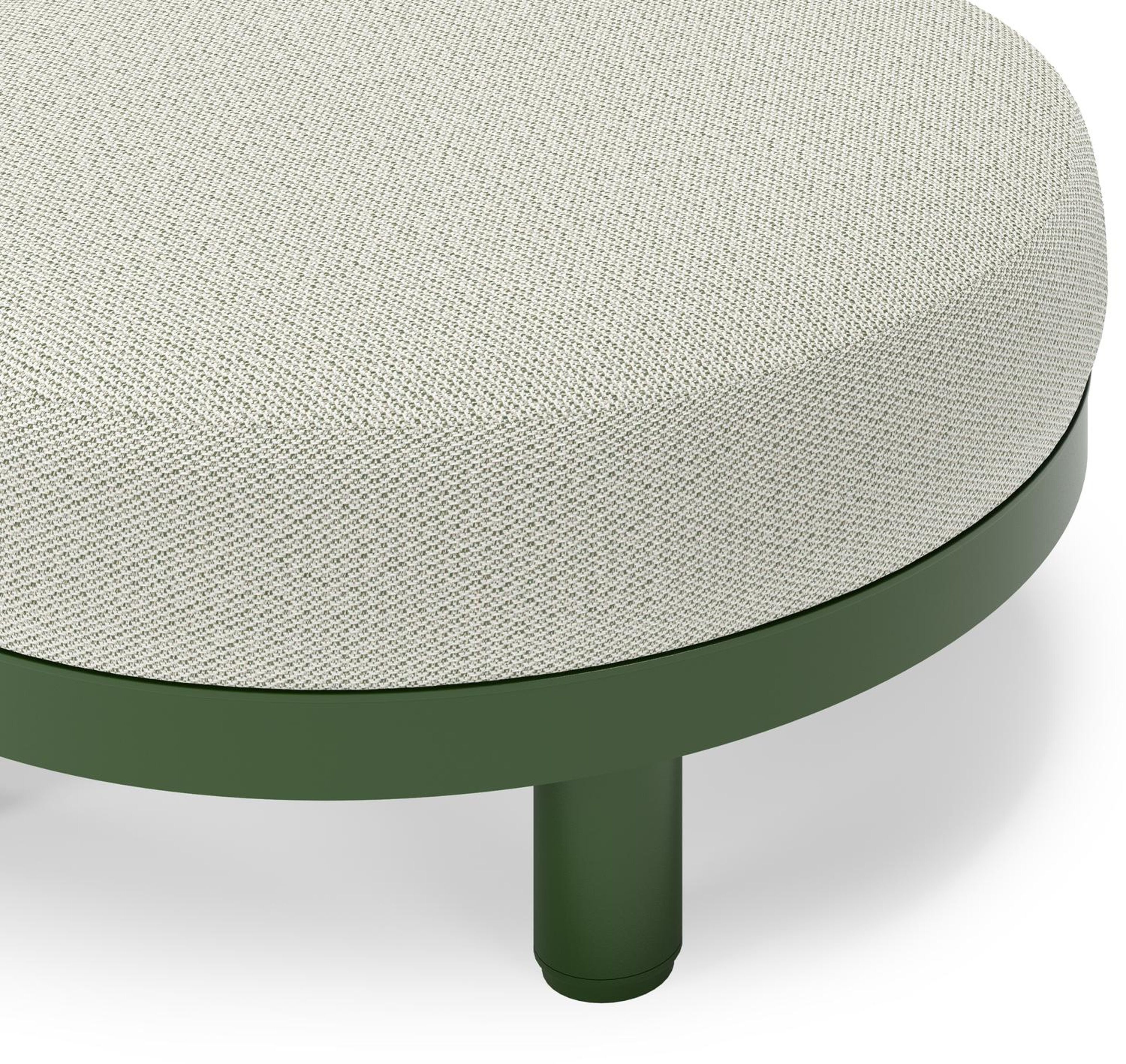 Donato poef in groen aluminium met all weather sunbrella® luxe Lopi Bud kussen