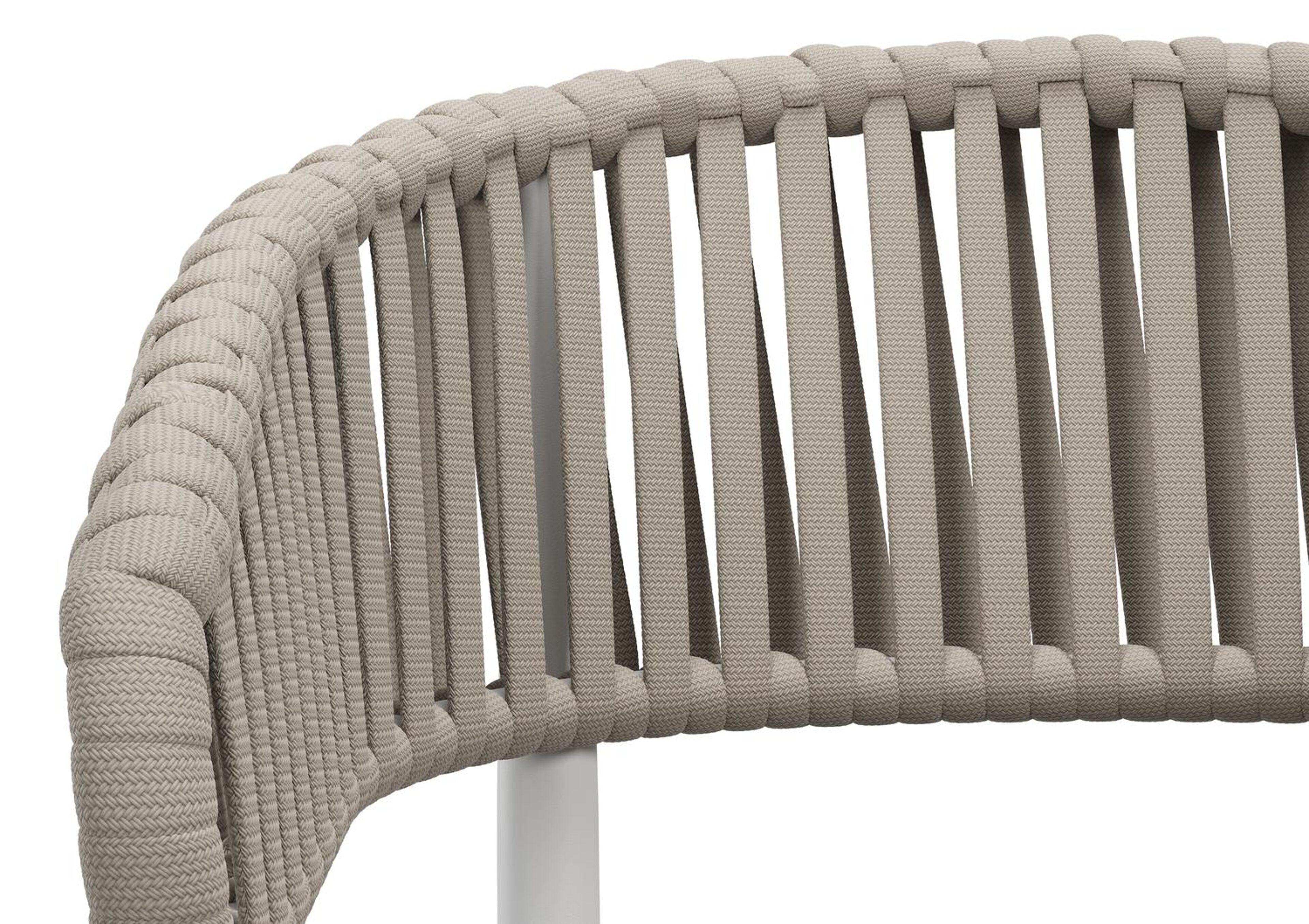 Tolfa stapelbare tuinstoel in wit aluminium en beige verticaal geweven luxe vlakke brede rope met stoelkussen in All Weather Sunbrella® Luxe Natte Dark Taupe