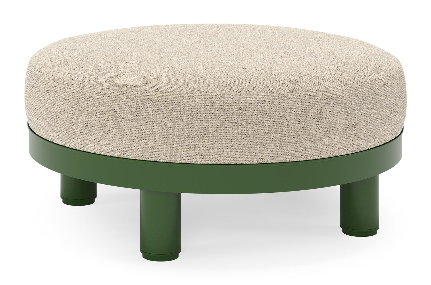 Donato lounge poef in groen aluminium met all weather cosytica Marbella Beige kussen