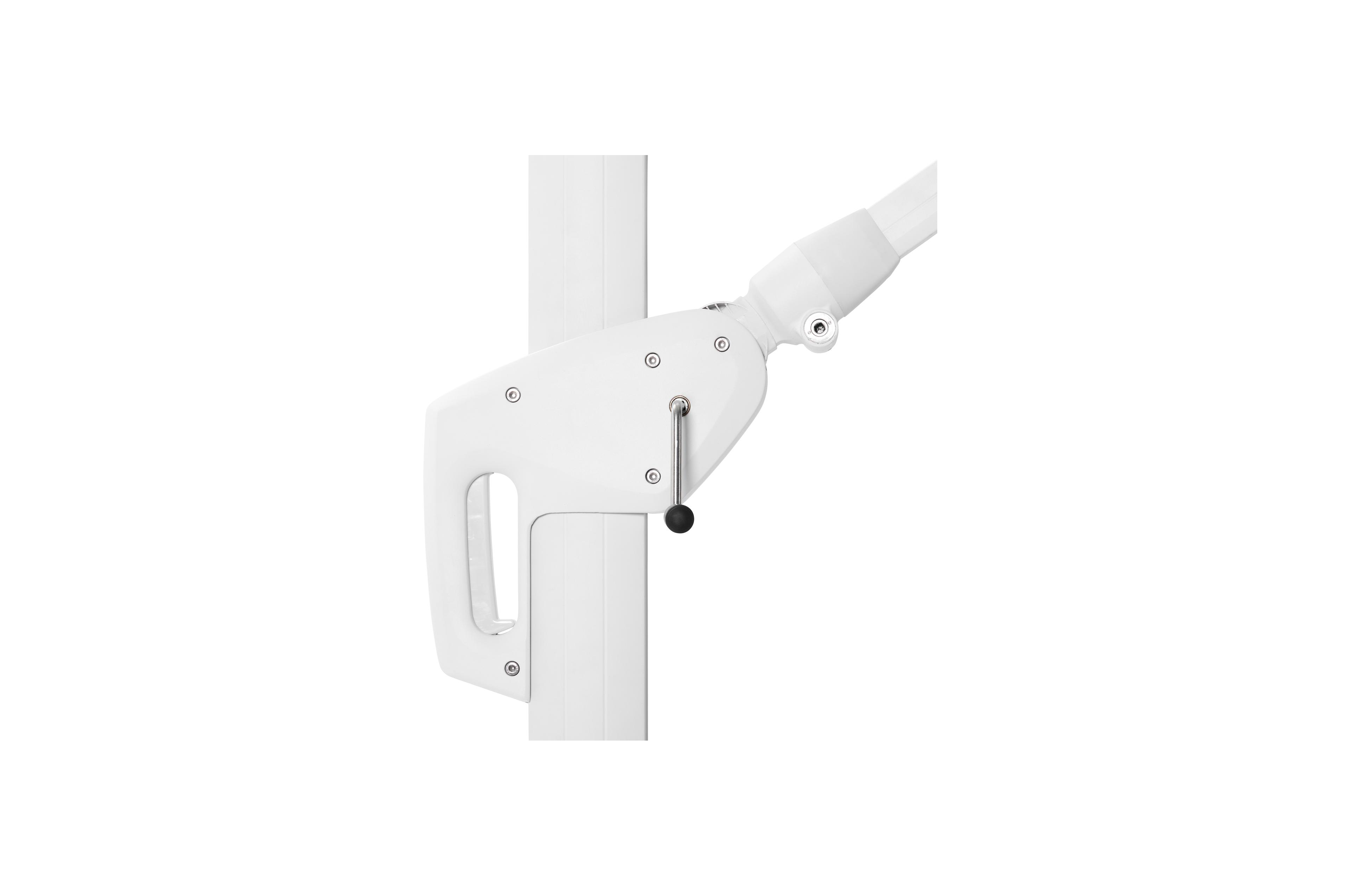 Minore zweefparasol met tiltfunctie in wit aluminium met natte charcoal chine all weather sunbrella® luxe parasoldoek - L1 350 x L2 350 cm (zonder voet)