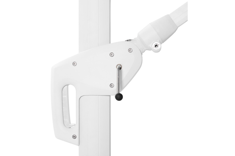 Parasol pendant Minore avec fonction tilt en aluminium blanc avec toile de parasol en all weather sunbrella® luxe natte charcoal chine - Larg1 350 x Larg2 350 cm (sans pied de parasol)