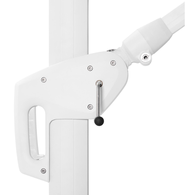 Minore zweefparasol met tiltfunctie in wit aluminium met natte charcoal chine all weather sunbrella® luxe parasoldoek - L1: x L2: 350 cm (met voet)