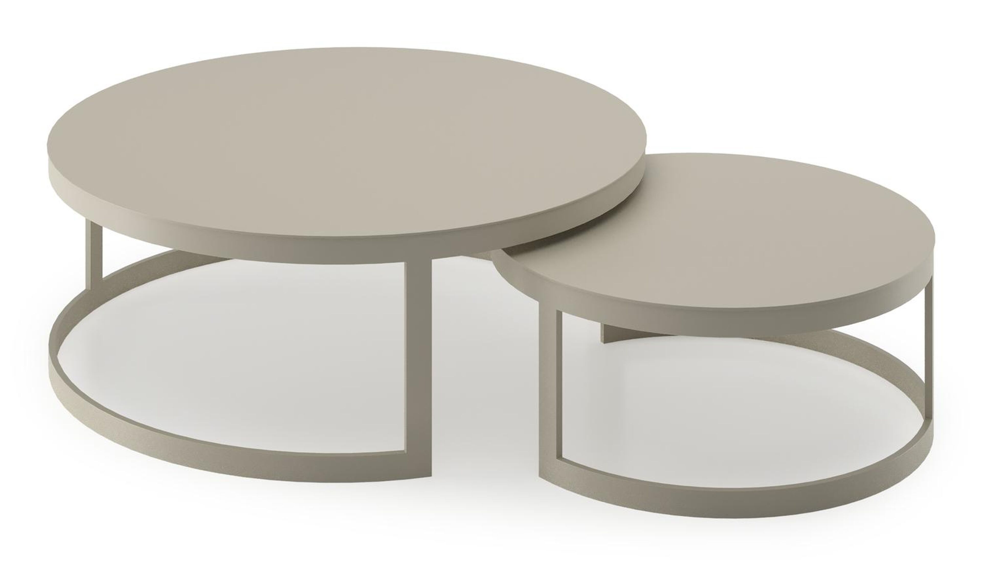 Enna loungetafels in beige aluminium - Dia. 100 x H 37 cm, Dia. 70 x H 30 cm