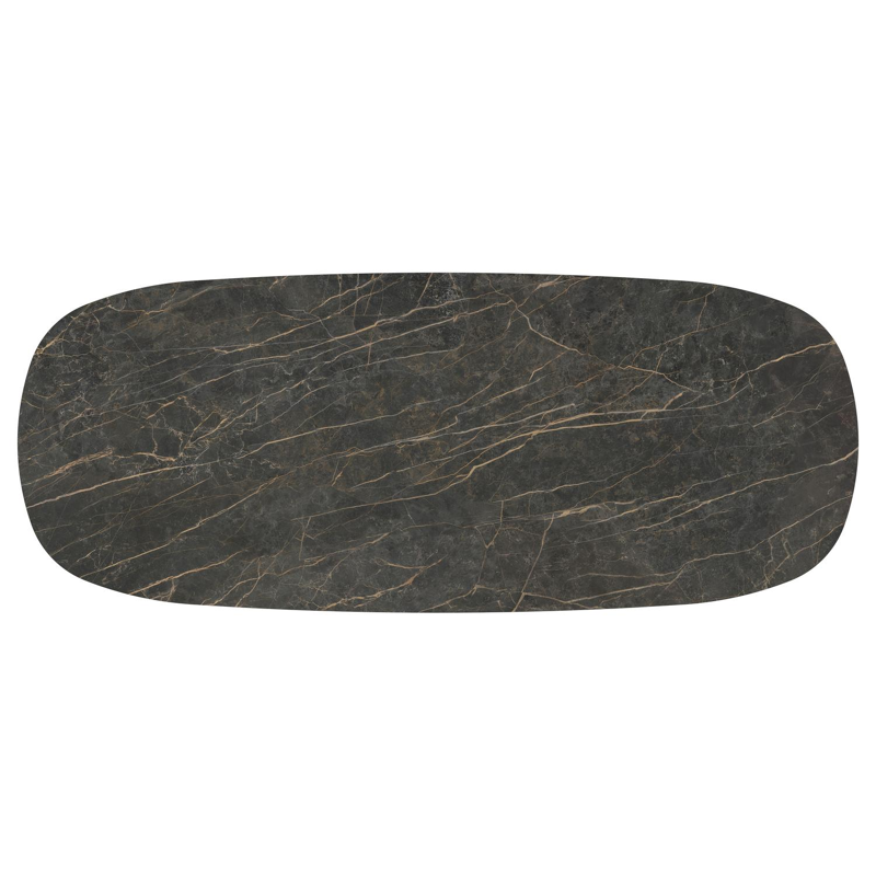 Amico low dining tuintafel bombo in beige aluminium en volkeramiek Black Obsession - L 320 x B 130 x H 61 cm