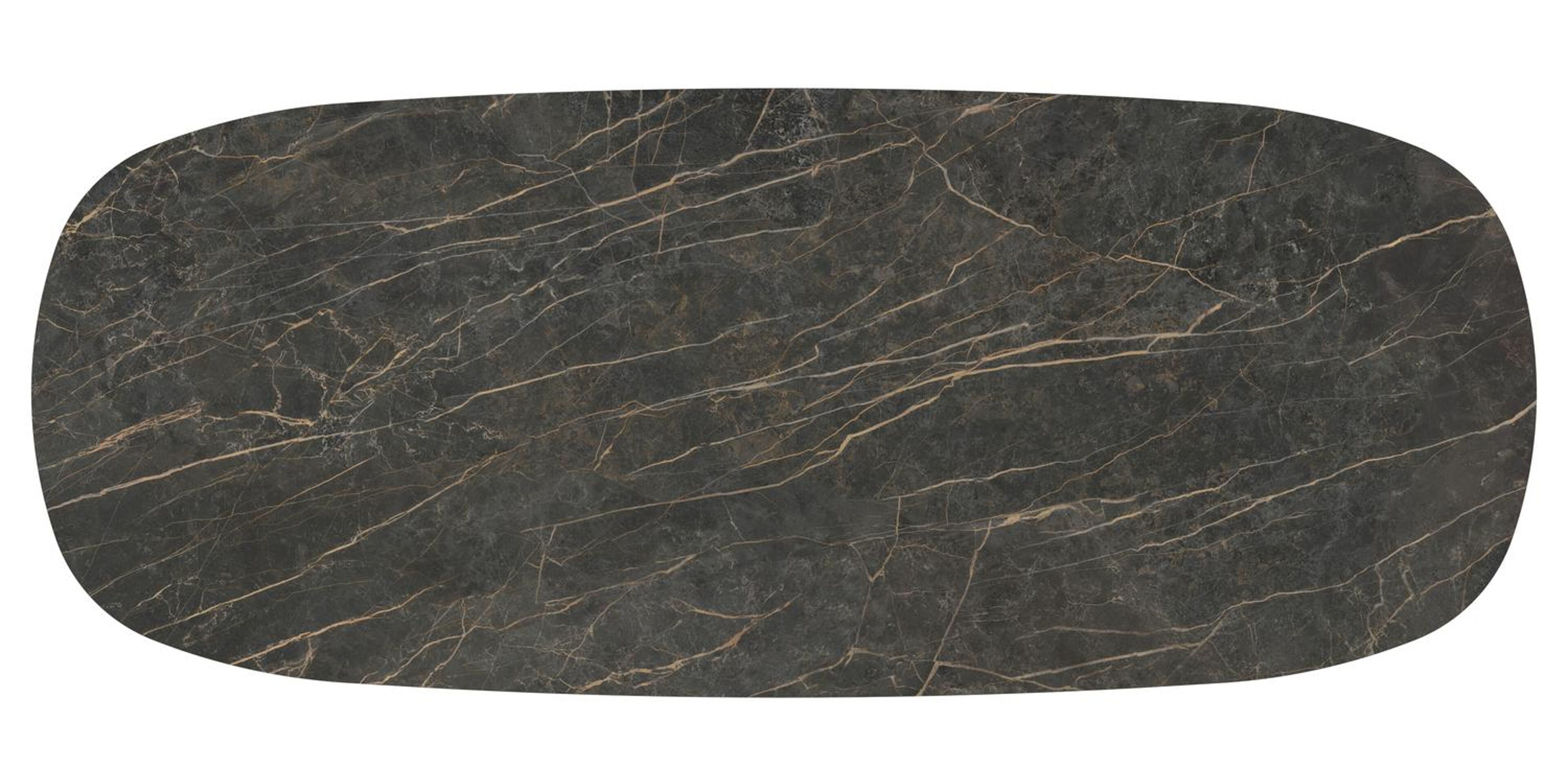 Table de jardin low dining Amico bombo en aluminium beige et céramique pleine Black Obsession - Lg. 320 x Lrg. 130 x Haut. 61 cm