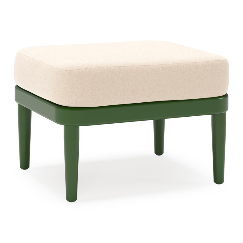 Orso poef in groen aluminium met Natte Linen Chalk all weather sunbrella® luxe kussen