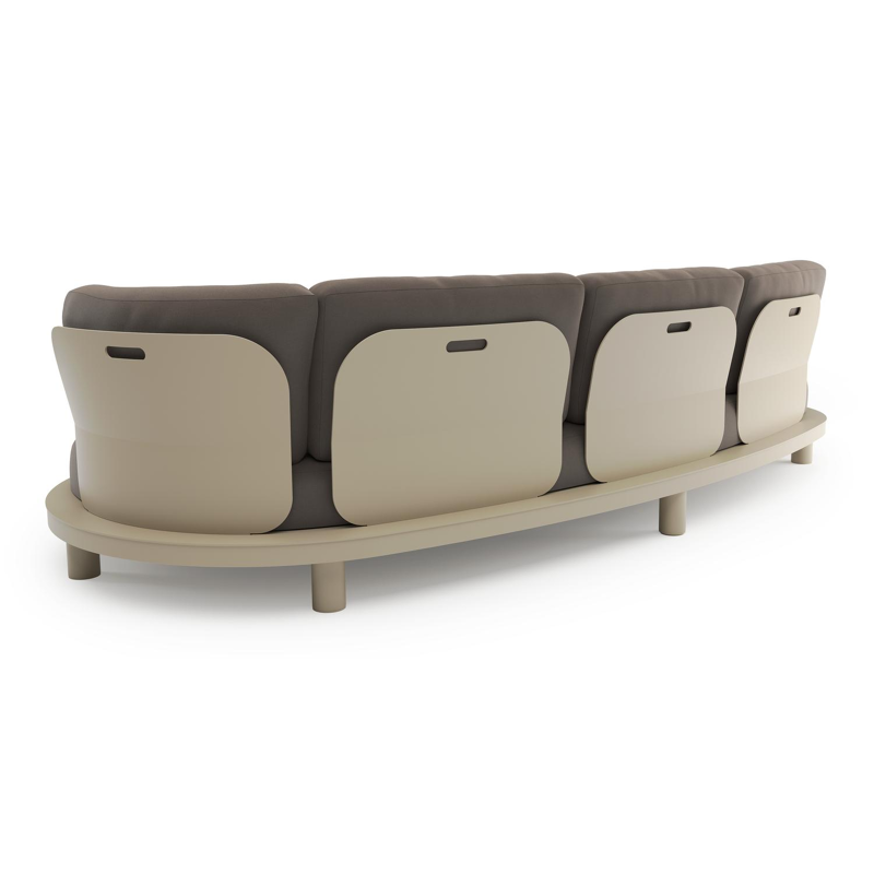 Donato loungebank in beige aluminium met natte nature grey all weather sunbrella® luxe kussen
