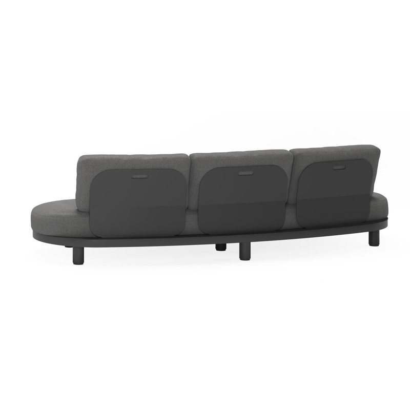 Donato organische loungebank 3-zit in zwart aluminium met savane tornado all weather sunbrella® luxe kussen