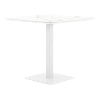 Fano kantelbare tuintafel vierkant afgerond in wit aluminium en volkeramiek calacatta - L 80 x B 80 x H 72.5 cm